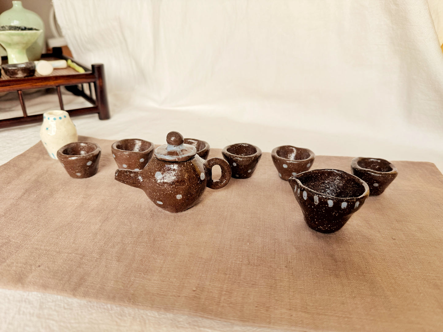 Handcrafted Ceramic Tea Set for Kids – Real Practical Life Learning Toy